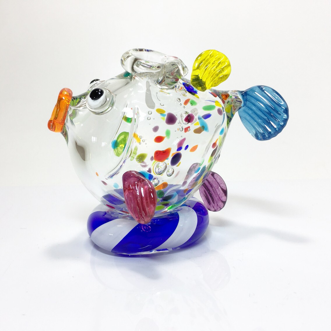 『受注制作』浮き輪に乗ったふぐの一輪挿し ver.夏