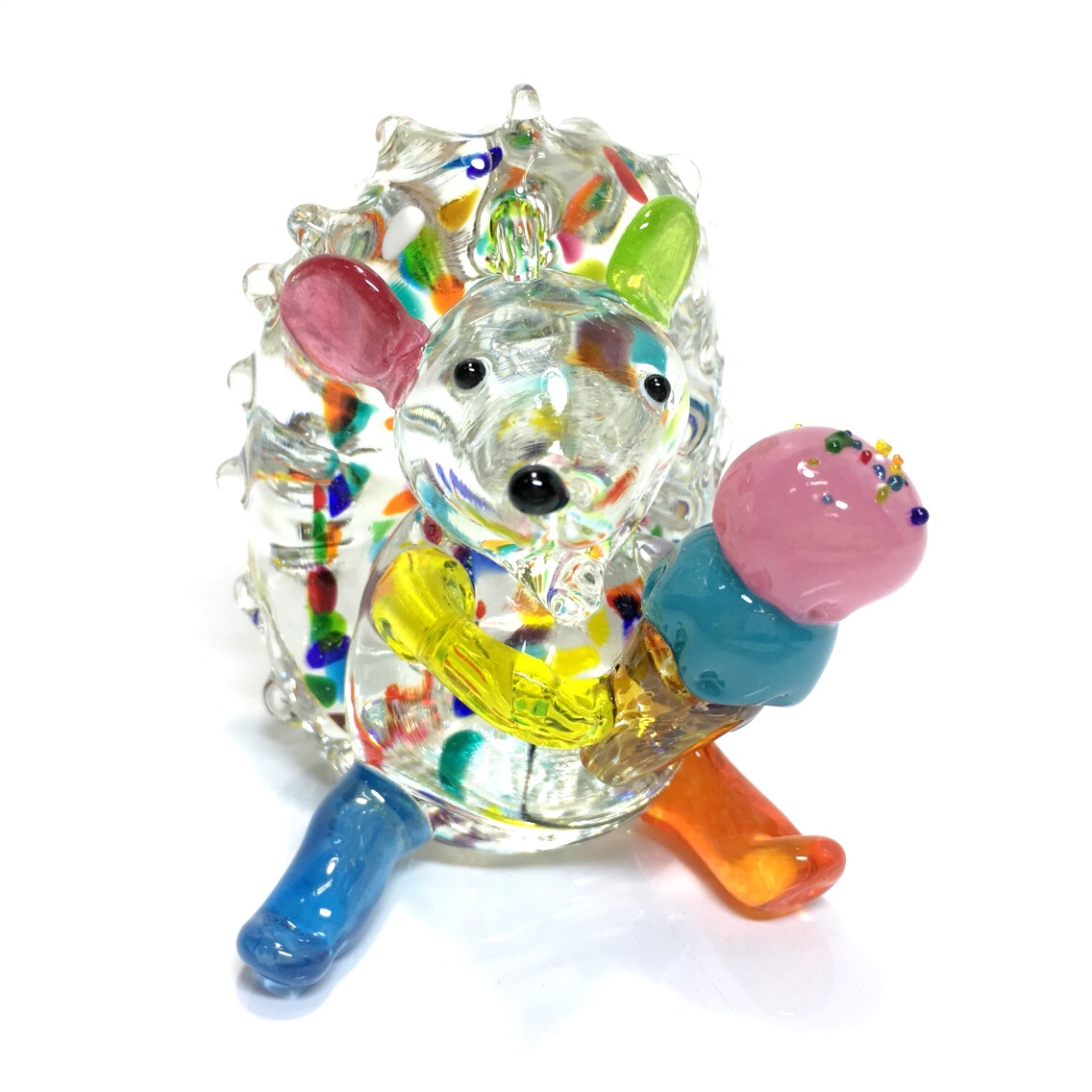 《受注制作》アイスを食べるハリネズミのオブジェ