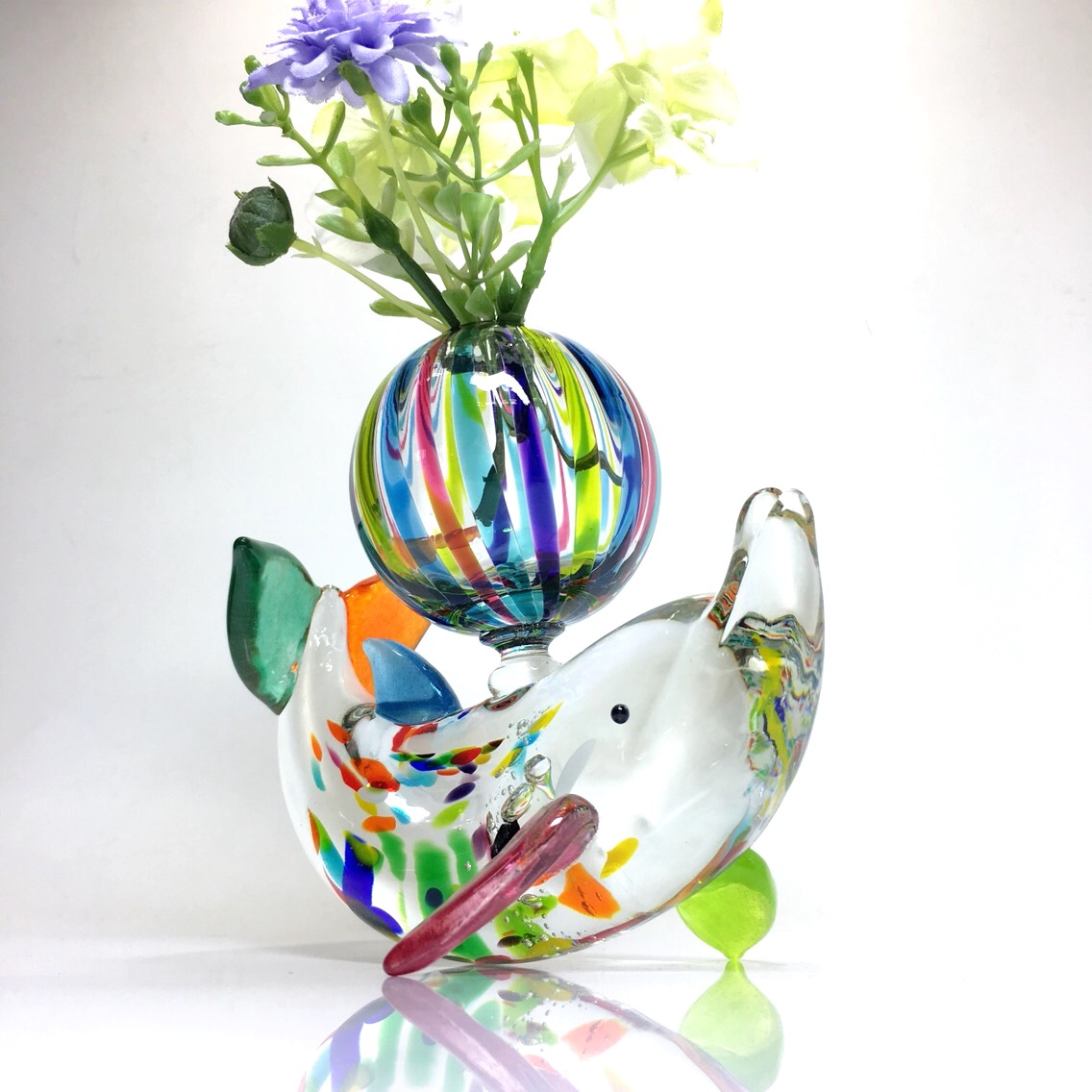 《受注制作》イルカのボール遊び一輪挿し