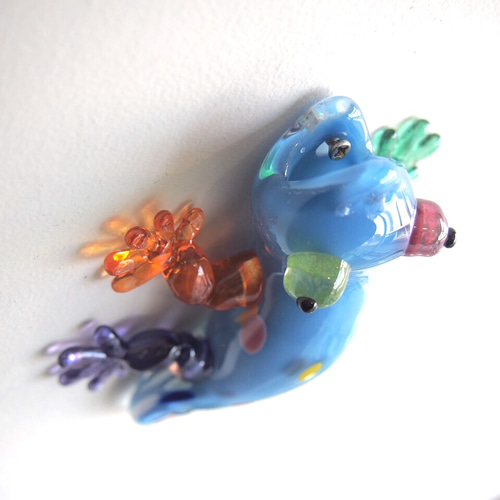 creema限定》ヤモリの壁掛け一輪挿し・ブルー『受注制作』 一輪挿し