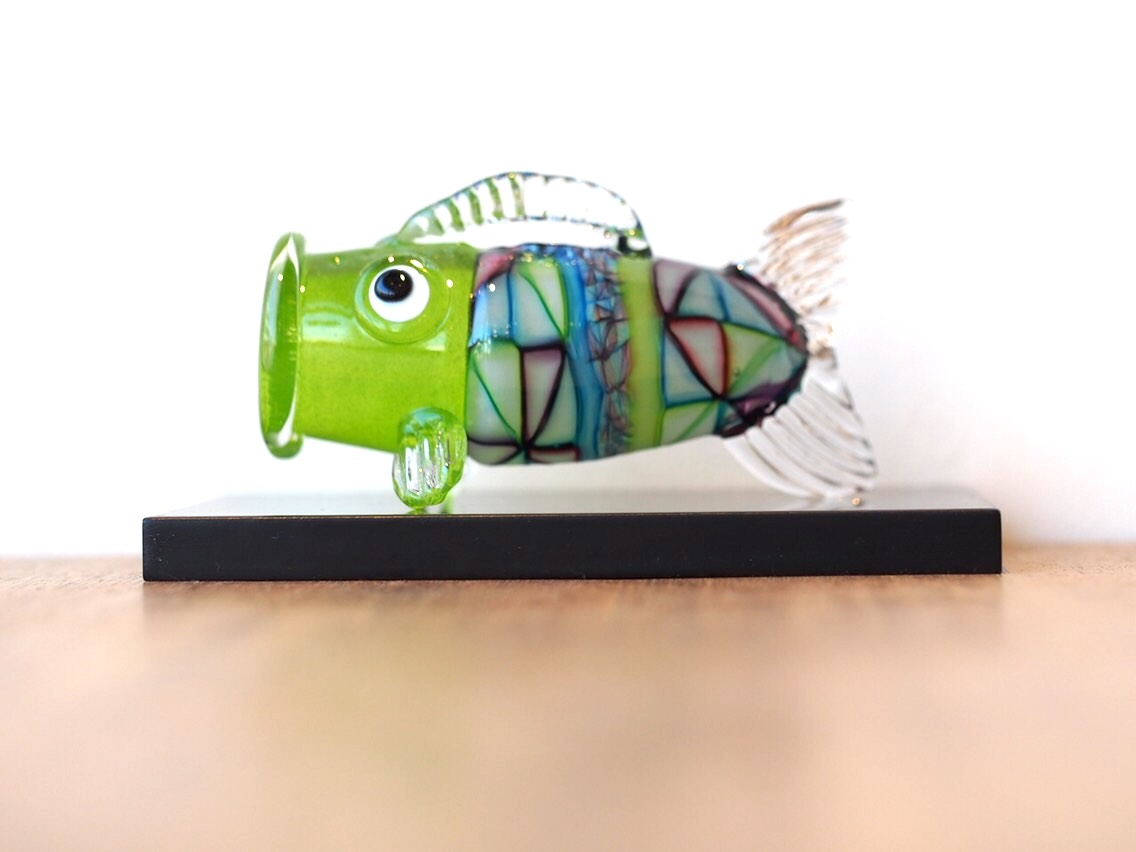 『受注制作』プリズム鯉のぼり・小・キミドリ・黒塗り板付き