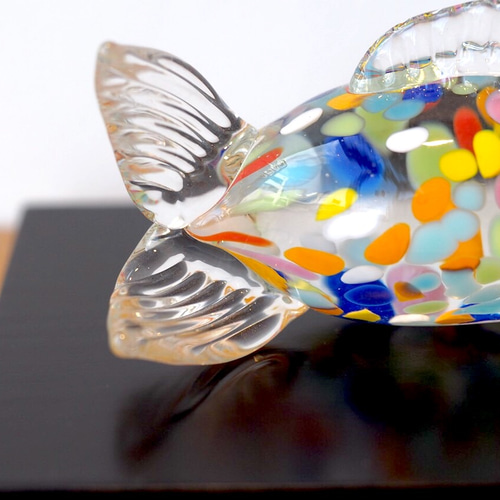 大きめ鯉のぼり　ガラス細工 ガラス細工 5月の節句 こどもの日 鯉 ミニチュア 置物【星つき