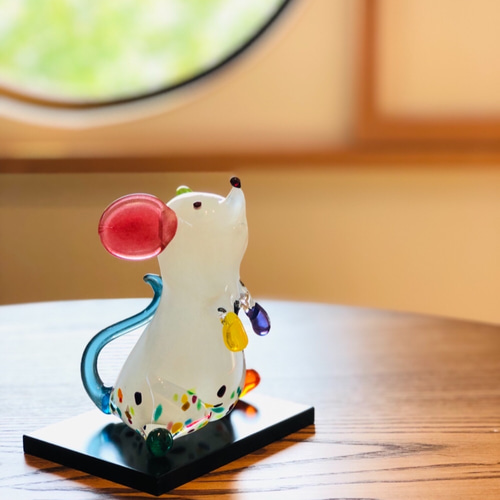 ブリキ　手作りネズミ ぜんまい式玩具 ねずみ ブリキ ブリキ玩具 ゼンマイ式で動くカラフル