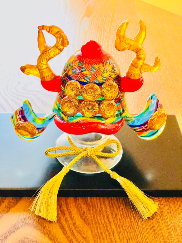 『訂做』新頭盔 真田幸村版～華麗2號～附金箔、黑漆板、裝飾繩、金屏風 第4張的照片