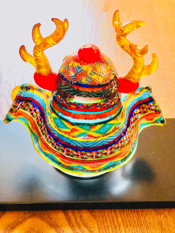 『訂做』新頭盔 真田幸村版～華麗2號～附金箔、黑漆板、裝飾繩、金屏風 第5張的照片