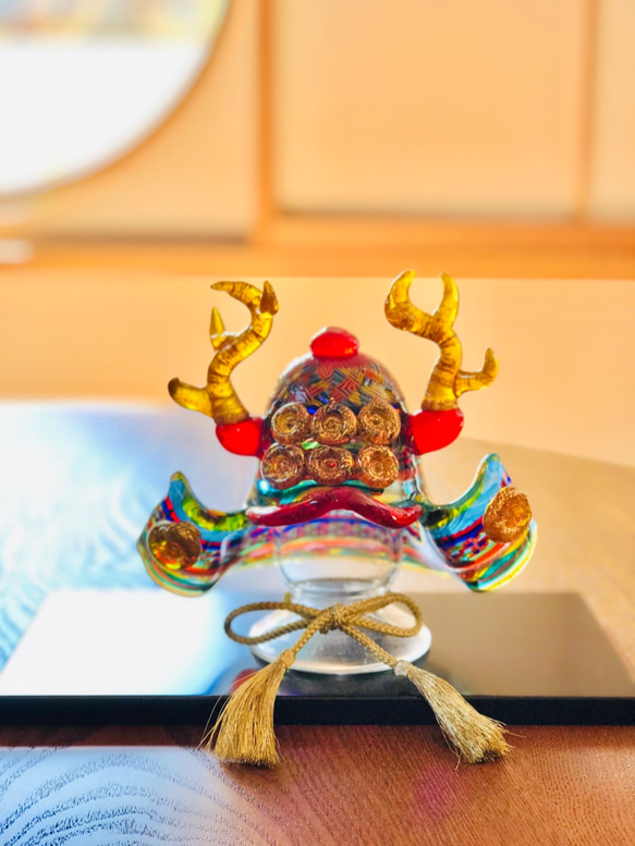 『訂做』新頭盔 真田幸村版～華麗2號～附金箔、黑漆板、裝飾繩、金屏風 第6張的照片