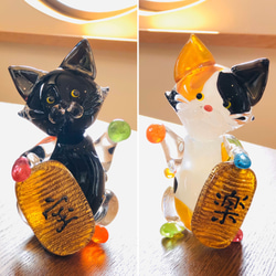 三毛ちゃん招き猫　〜楽〜『受注制作』《文字オーダー可》 4枚目の画像