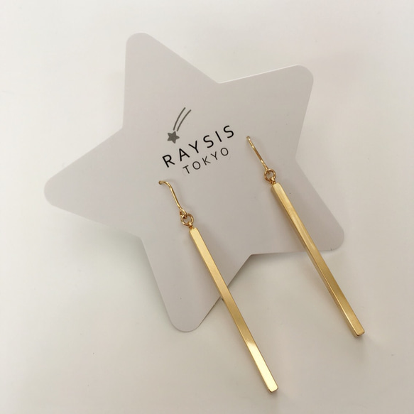 Raysis Tokyo【時を刻む音】ゴールドスティック揺れるシンプルピアス 4枚目の画像