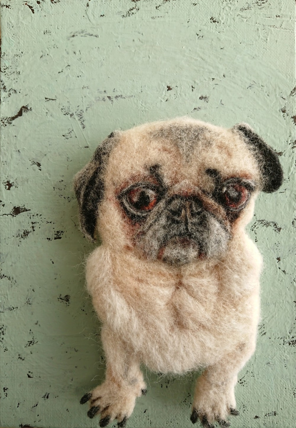 パグ犬 ～平面羊毛フェルト作品～ 絵画 マチル 通販 11831582｜Creema