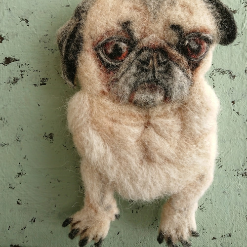 パグ犬 ～平面羊毛フェルト作品～ 絵画 マチル 通販 11831582｜Creema