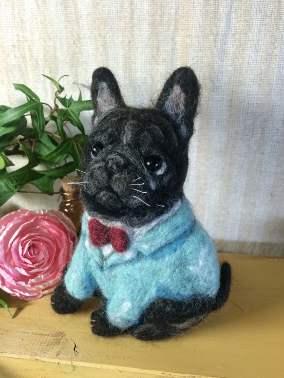羊毛フェルト フレンチブルドック ブローチ 羊毛フェルト フレンチ