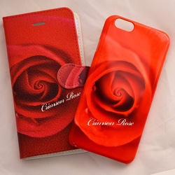 手帳型スマホケース/Crimson rose/Pho/iPhone/Androod文字変更無料 1枚目の画像