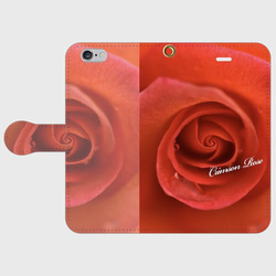 手帳型スマホケース/Crimson rose/Pho/iPhone/Androod文字変更無料 2枚目の画像