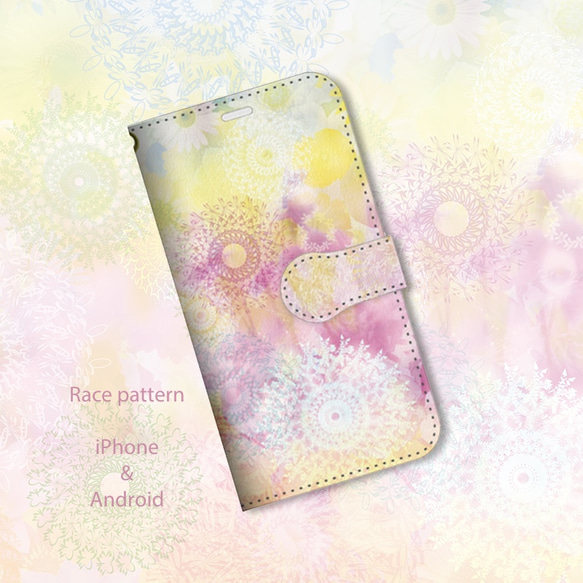 手帳型iPhone専用手帳型ケース・Lace pattern-NEW= 1枚目の画像