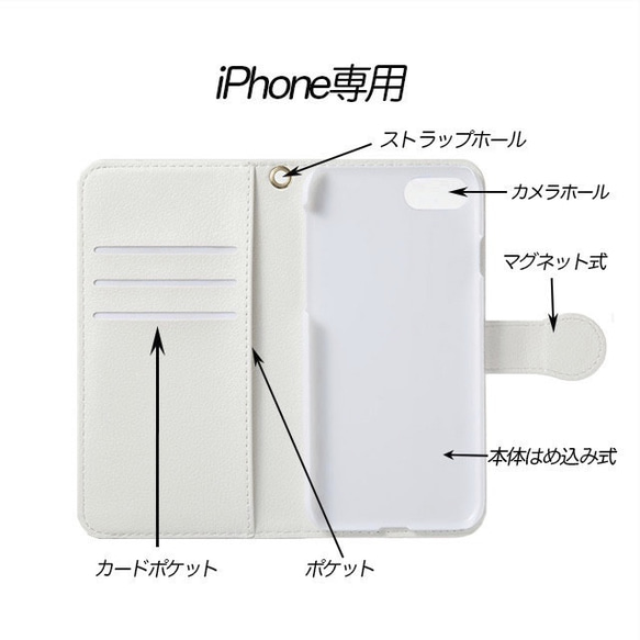 手帳型iPhone専用手帳型ケース・sakura 3枚目の画像