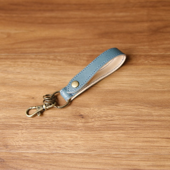 栃木レザー キーリング ストラップ キーホルダー キーケース ネイビー