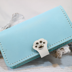 カラーとデザインが選べるスマホケース レザーケース iphone 猫 ネコ 名入れ android対応 肉球 1枚目の画像