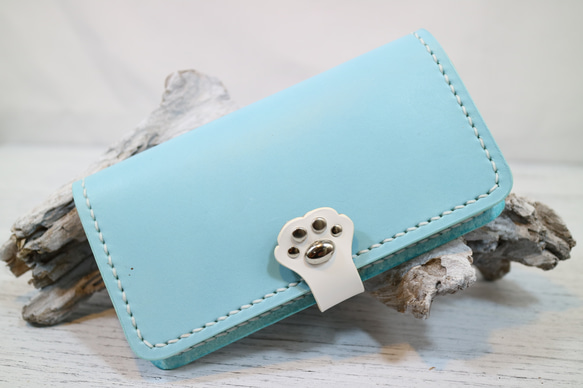 カラーとデザインが選べるスマホケース レザーケース iphone 猫 ネコ 名入れ android対応 肉球 1枚目の画像