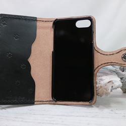 星と月のトルコ布と厳選したカラーヌメ革のスマホケース android iPhone 多機種対応 ～ゴールドコンチョ～ 3枚目の画像