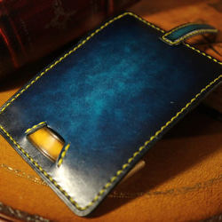 ブルーアンティーク染め　大人の上質なレザーコインケース ～カードケース付き～ 6枚目の画像
