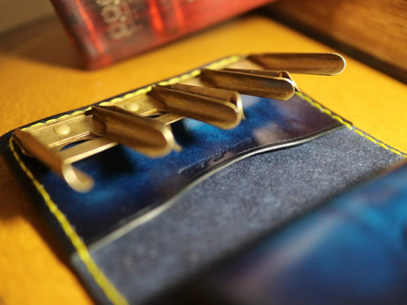 ブルーアンティーク染め　大人の上質なレザーコインケース ～カードケース付き～ 8枚目の画像