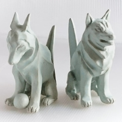 陶塑　狛犬シベリアンハスキー　阿吽（あうん）狛犬　限定2点セット 2枚目の画像