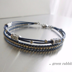 ロンデル×シルバービーズ2連・cord bracelet 3枚目の画像