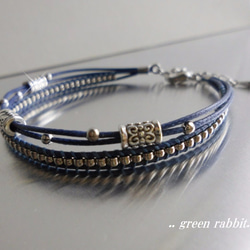 ロンデル×シルバービーズ2連・cord bracelet 1枚目の画像
