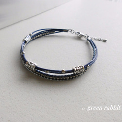 ロンデル×シルバービーズ2連・cord bracelet 4枚目の画像
