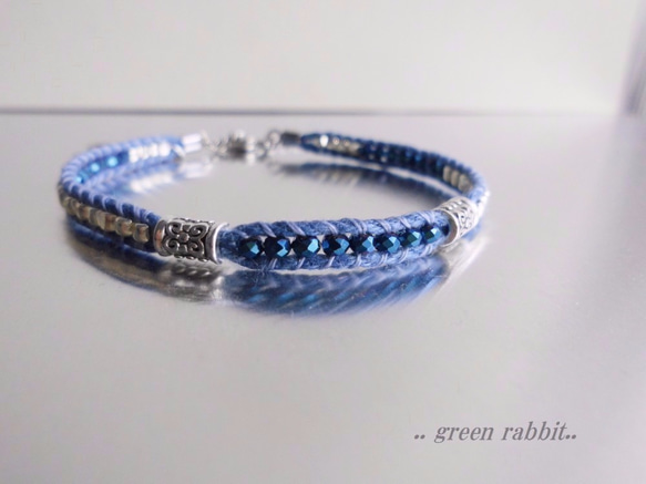 ロンデル×カットビーズ☆ヘンプcord bracelet 3枚目の画像