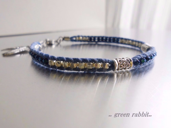 ロンデル×カットビーズ☆ヘンプcord bracelet 2枚目の画像