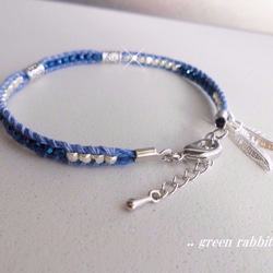 ロンデル×カットビーズ☆ヘンプcord bracelet 4枚目の画像