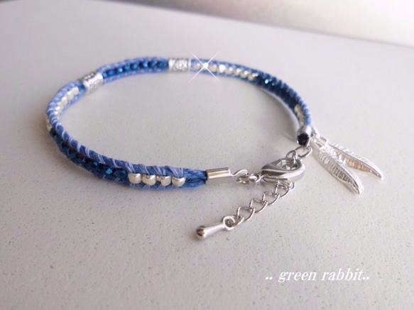 ロンデル×カットビーズ☆ヘンプcord bracelet 4枚目の画像