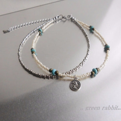 アンクレット☆turquoise.silver.white 1枚目の画像