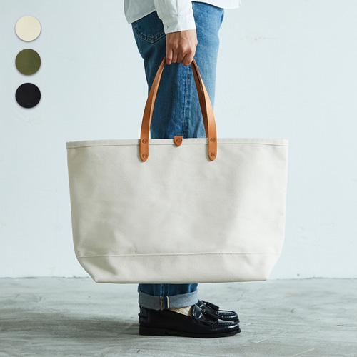トートバッグL 【倉敷帆布×本革】 倉敷帆布 トートバッグ ブラック L レディース メンズ レザー