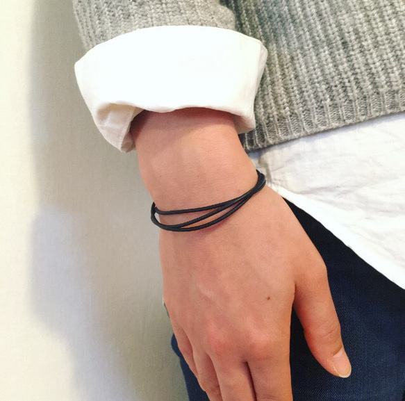 LEATHER BRACELET - Black【unisex】 2枚目の画像