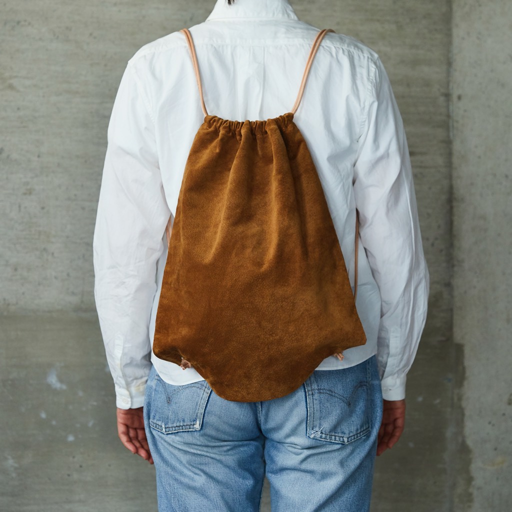 レザー ナップサック ブラウン ｜ レディース メンズ 豚革 本革 スエード ギフト レザーリュック 茶色