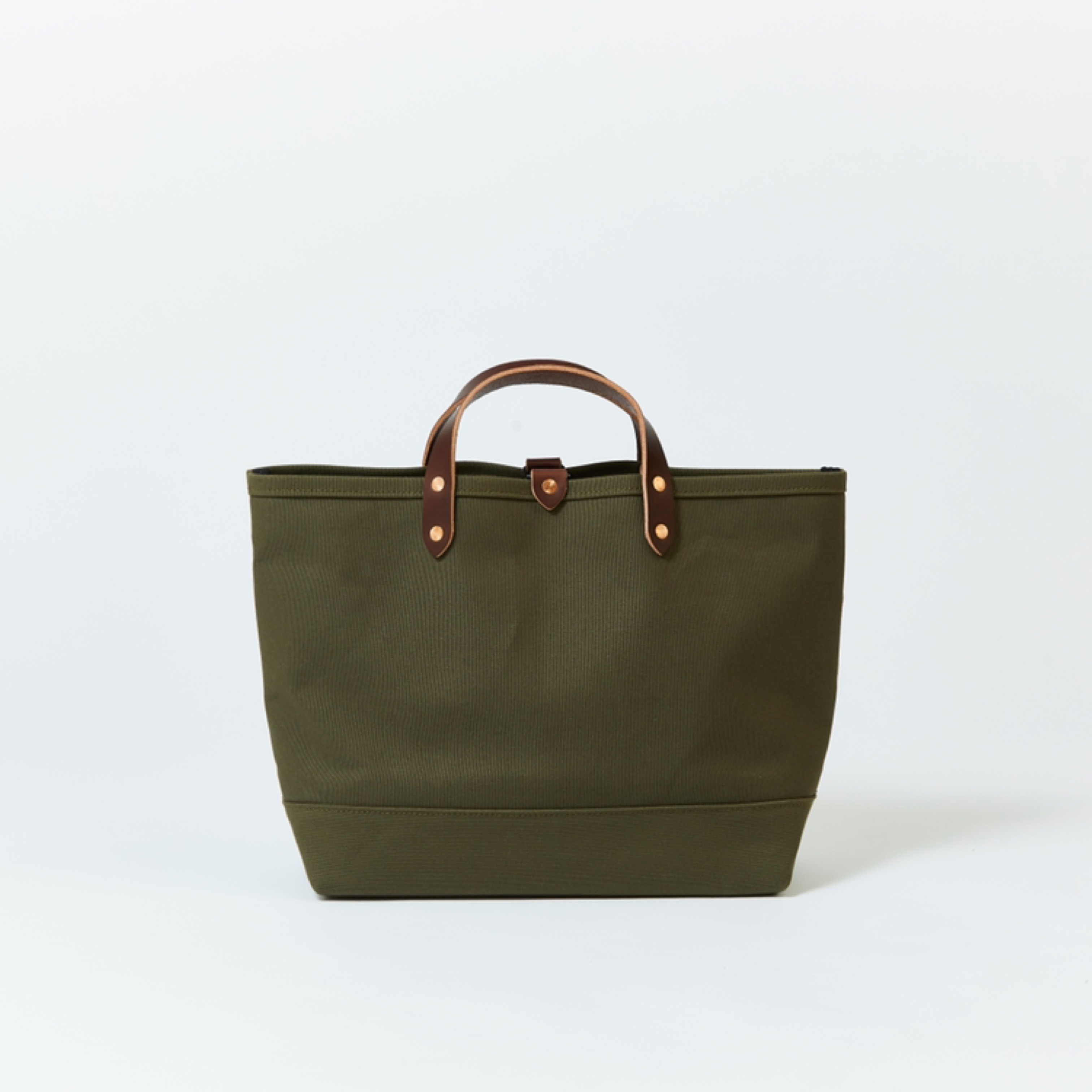 キャンバス トートバッグ オリーブ×ブラウン M｜レディース