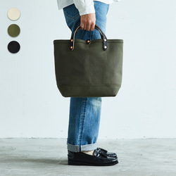 キャンバス トートバッグ オリーブ ブラック S レディース