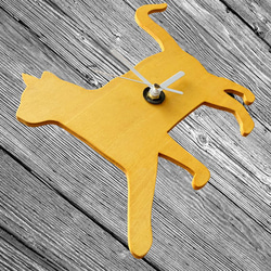 Wooden cat clock  American Shorthair  オイルステイン仕上げ Type-A 　 2枚目の画像