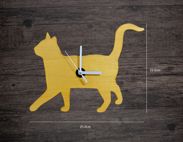 Wooden cat clock  American Shorthair  オイルステイン仕上げ Type-A 　 9枚目の画像