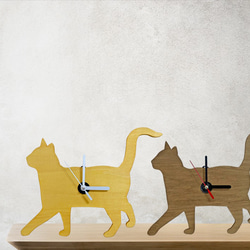 Wooden cat clock  American Shorthair  オイルステイン仕上げ Type-A 　 10枚目の画像