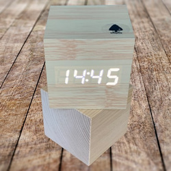 Wood cube clock　ナチュラル×ホワイト 7枚目の画像