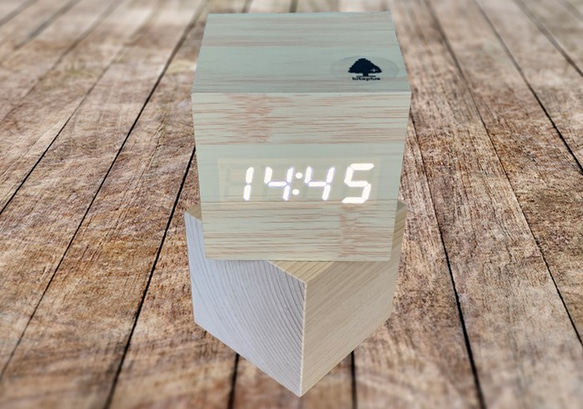 Wood cube clock　ナチュラル×ホワイト 7枚目の画像