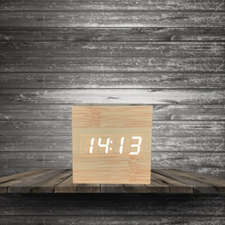 Wood cube clock　ナチュラル×ホワイト 8枚目の画像