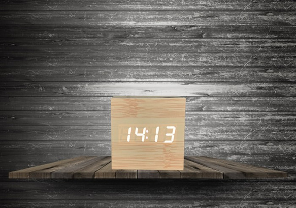 Wood cube clock　ナチュラル×ホワイト 8枚目の画像