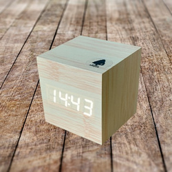 Wood cube clock　ナチュラル×ホワイト 9枚目の画像