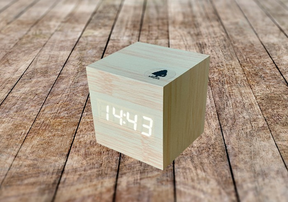 Wood cube clock　ナチュラル×ホワイト 9枚目の画像