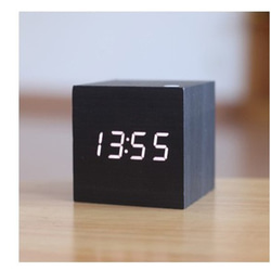 Wood cube clock　ブラック×ホワイト 1枚目の画像