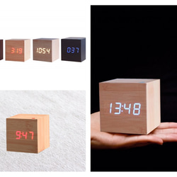 Wood cube clock　ブラック×ホワイト 4枚目の画像